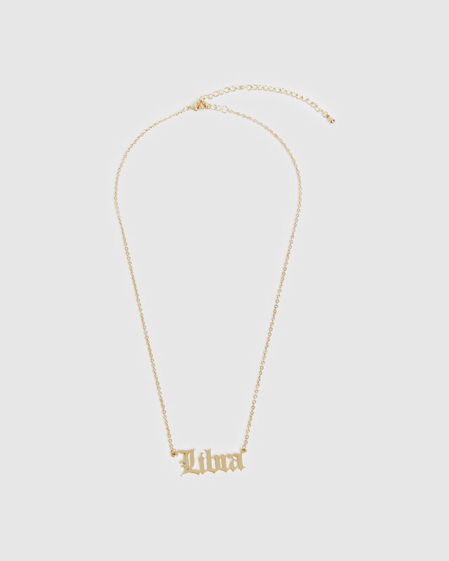 14k Gold Libra Star Sign Necklace, hi-res image number null