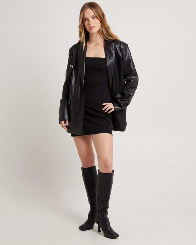 Kylie Boxy PU Blazer Black, hi-res image number null