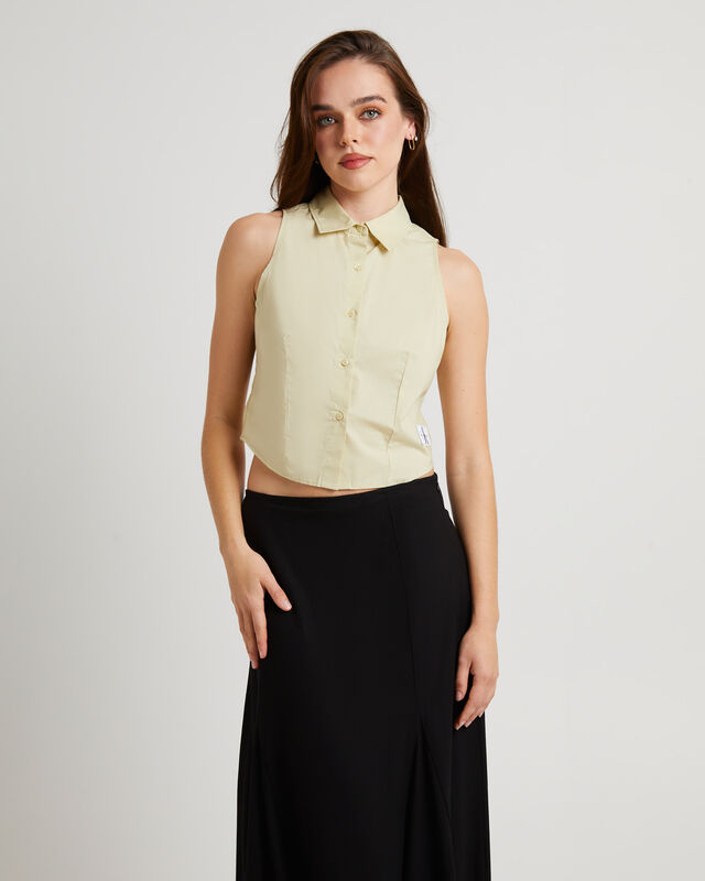 Cotton Poplin Sleeveless Shirt, hi-res image number null