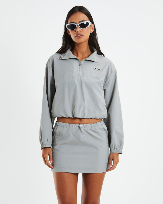 Nylon 1/4 Zip Jumper Grey, hi-res image number null