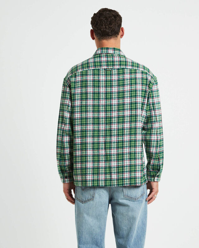 Portland Long Sleeve Flanno Shirt in Teal Green, hi-res image number null